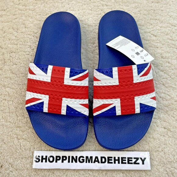 [US 7] adidas Originals Mens Adilette UNITED KINGDOM Flag Shower Beach Slides